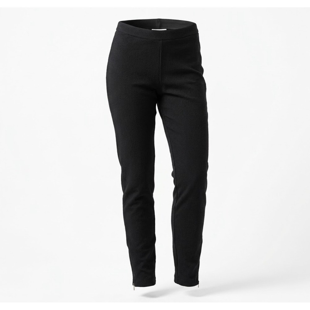 Max Mara Black Textured Jersey Knit Pants Ankle Zip Trousers US12 Career Office